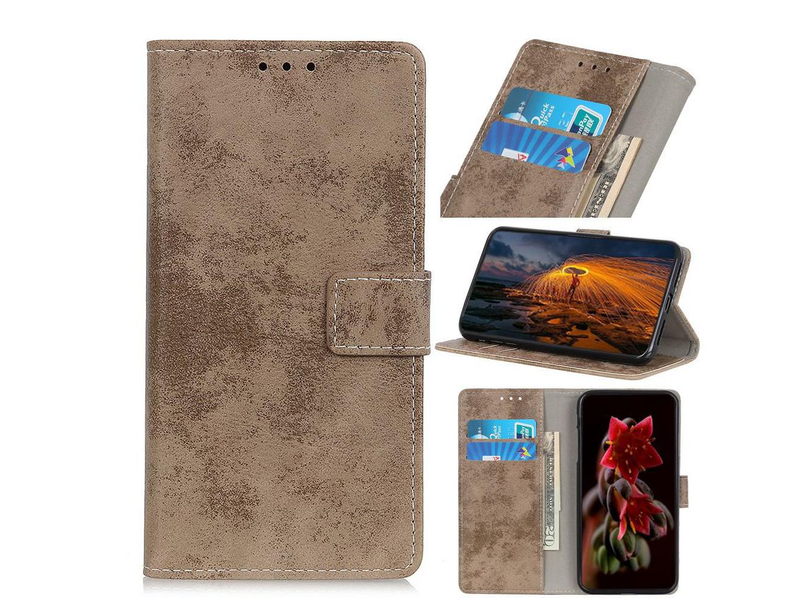 Capa PU estilo vintage caqui para Apple iPhone 5.8 (2019)