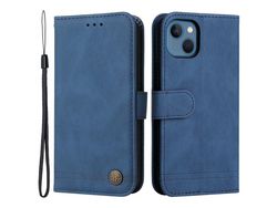 Capa PU + TPU padrão de árvore com suporte e alça azul para iPhone 13 6.1