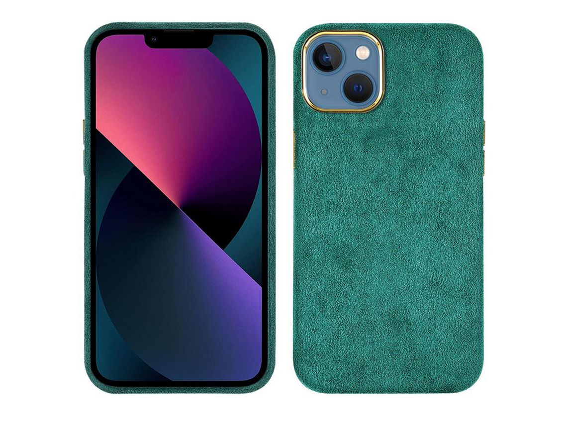 Capa TPU + PU verde para iPhone 13 6.1