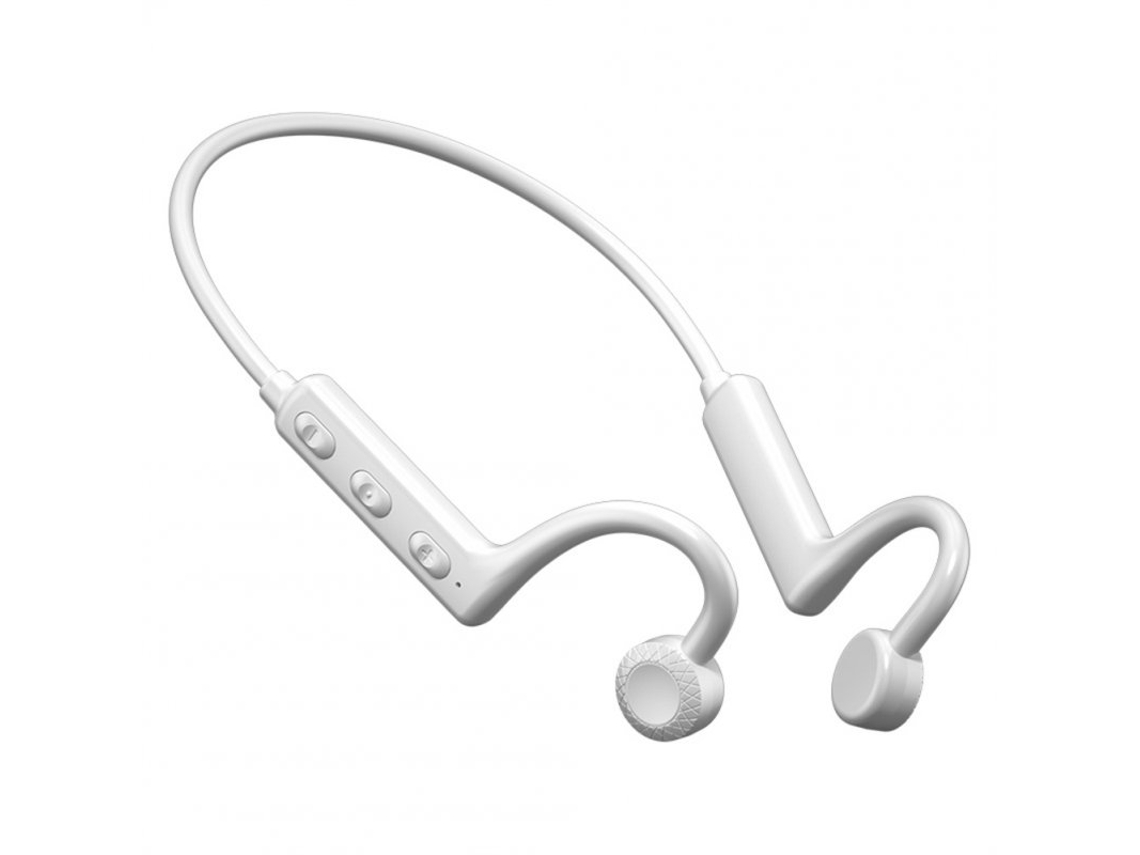 Auriculares Bluetooth Ks-19 de Condução Óssea Pendurados no Pescoço À Prova D'Água Branco