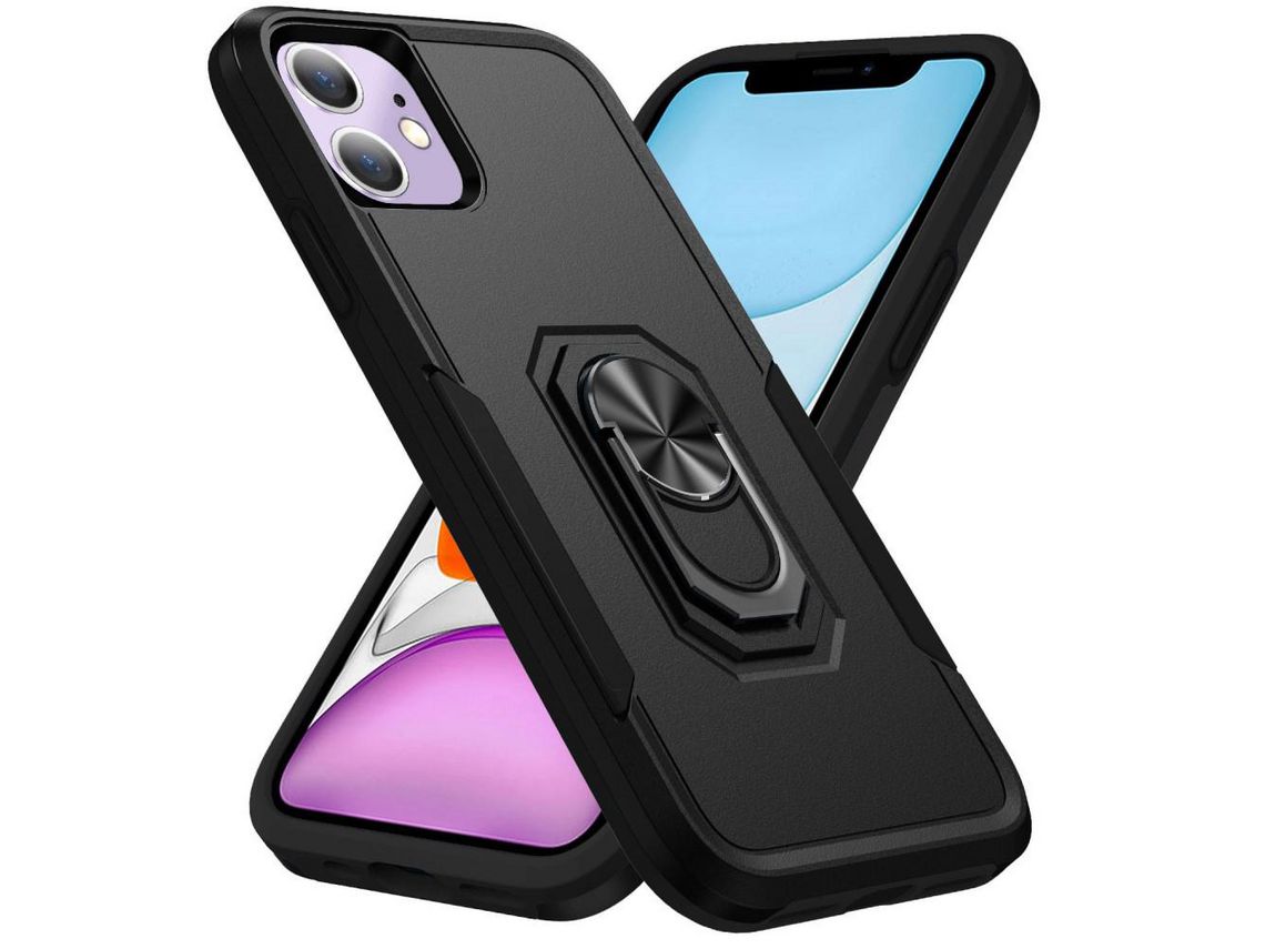 Capa TPU com muleta giratória 360° Preto Preto para iPhone 11 6.1