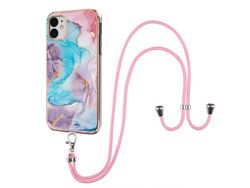 Capa TPU Vivid Pattern, Leve, Flexível com Galaxy/Mármore/Cordão Azul para iPhone 11 6.1