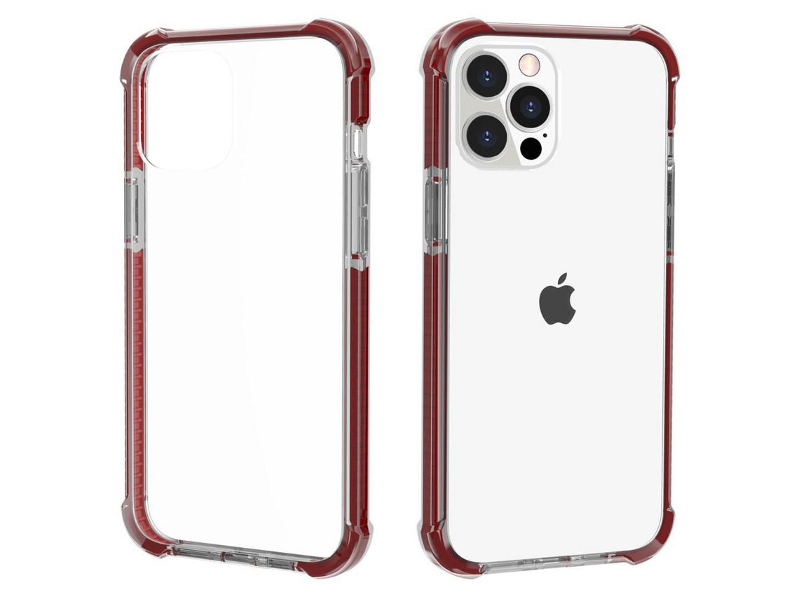 Capa de acrílico transparente de quatro cantos engrossado claro, à prova de choque cinza/laranja para iPhone 13 Pro 6.1