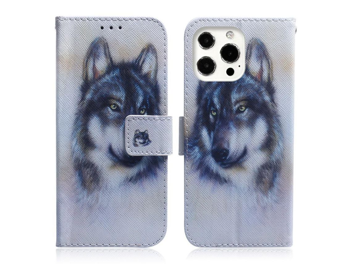 Capa PU + TPU magnético com suporte Wolf para iPhone 13 Pro Max 6.7