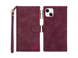 Capa PU + TPU com suporte de vinho tinto para iPhone 13 mini 5.4