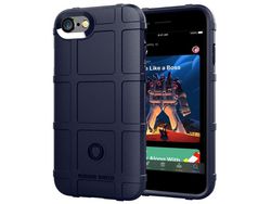 Capa TPU pele quadrada robusta anti-choque azul para Apple iPhone SE (2nd Gen)/8/7 4.7