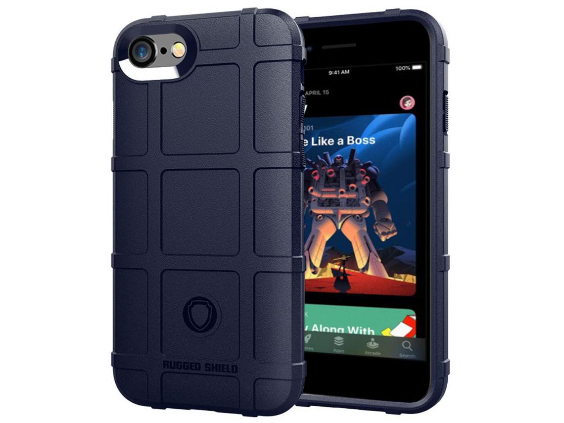 Capa TPU pele quadrada robusta anti-choque azul para Apple iPhone SE (2nd Gen)/8/7 4.7