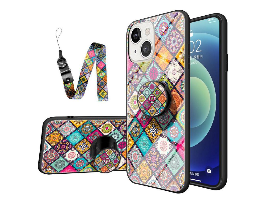 Capa TPU híbrido com alça xadrez para iPhone 13 mini 5.4