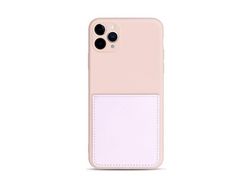 Capa silicone flexível com suporte de cartão rosa para Apple iPhone 11 Pro Max 6.5