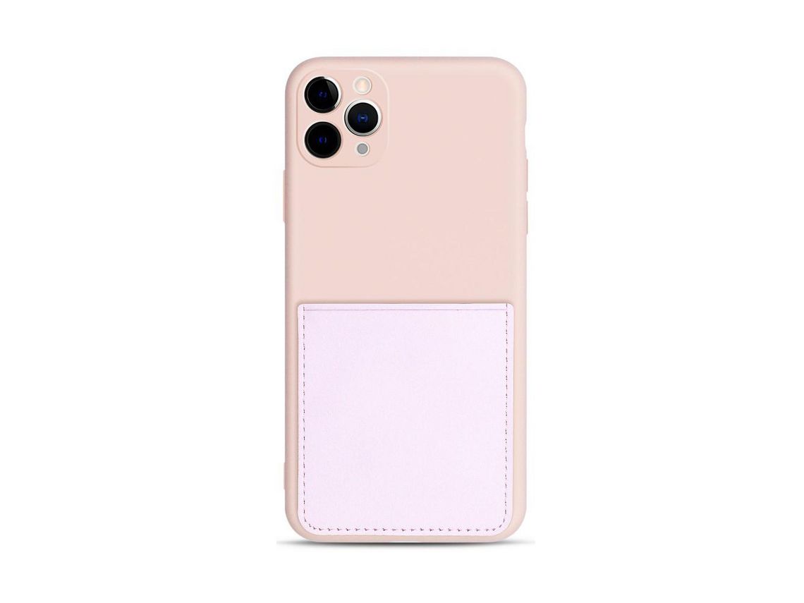 Capa silicone flexível com suporte de cartão rosa para Apple iPhone 11 Pro Max 6.5