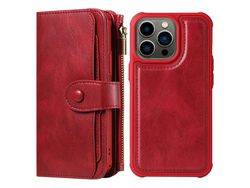 Capa PU estilo vintage vermelho para iPhone 13 Pro 6.1