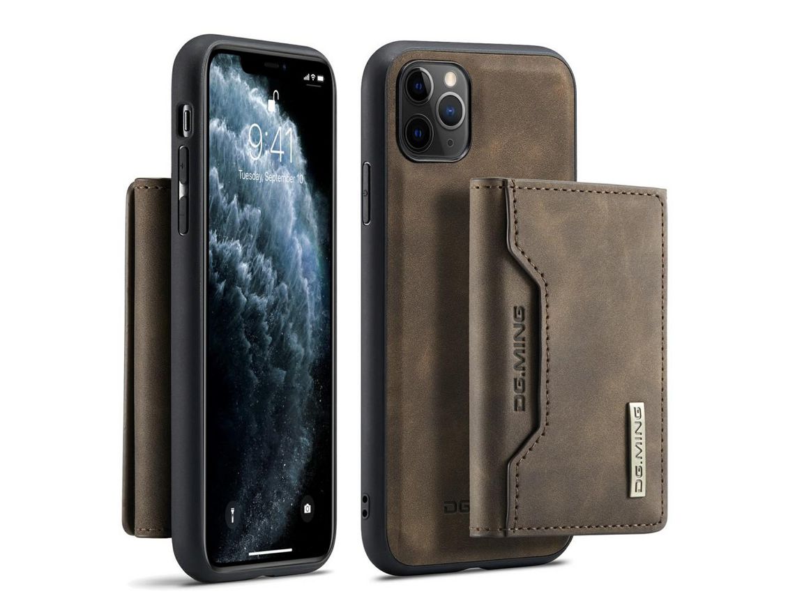 Capa PU + TPU DG.MING 2 em 1 destacável, híbrido de café para iPhone 11 Pro Max 6.5