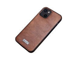 Capa TPU + PU SULADA híbrido marrom para iPhone 13 6.1