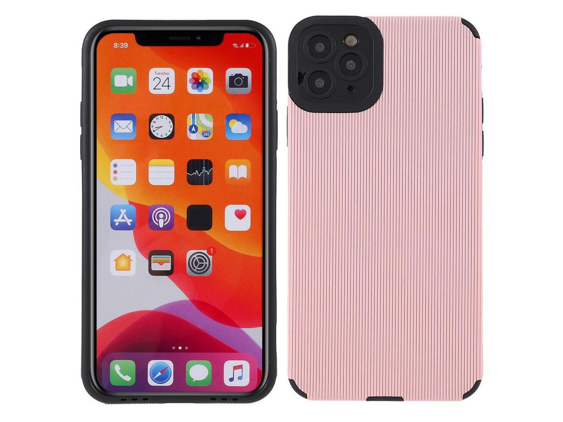 Capa TPU + PU textura de bambu rosa para iPhone 11 Pro Max 6.5