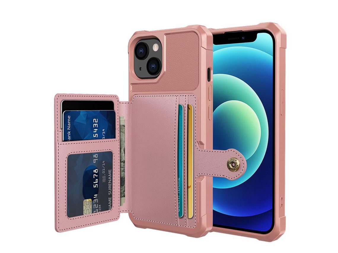 Capa PU + TPU pára-quedas rosa para iPhone 13 mini 5.4