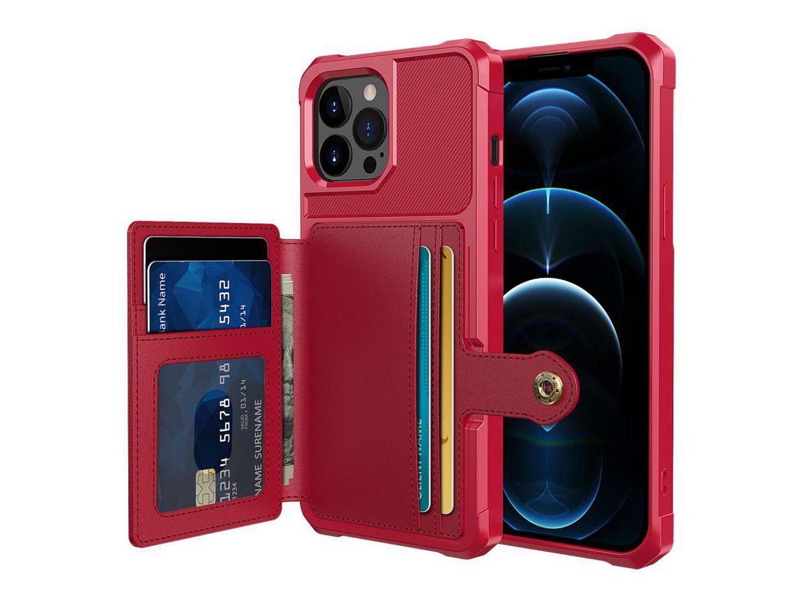 Capa PU + TPU vermelho versátil para iPhone 13 Pro 6.1