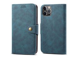 Capa PU + TPU com suporte azul para iPhone 13 Pro 6.1