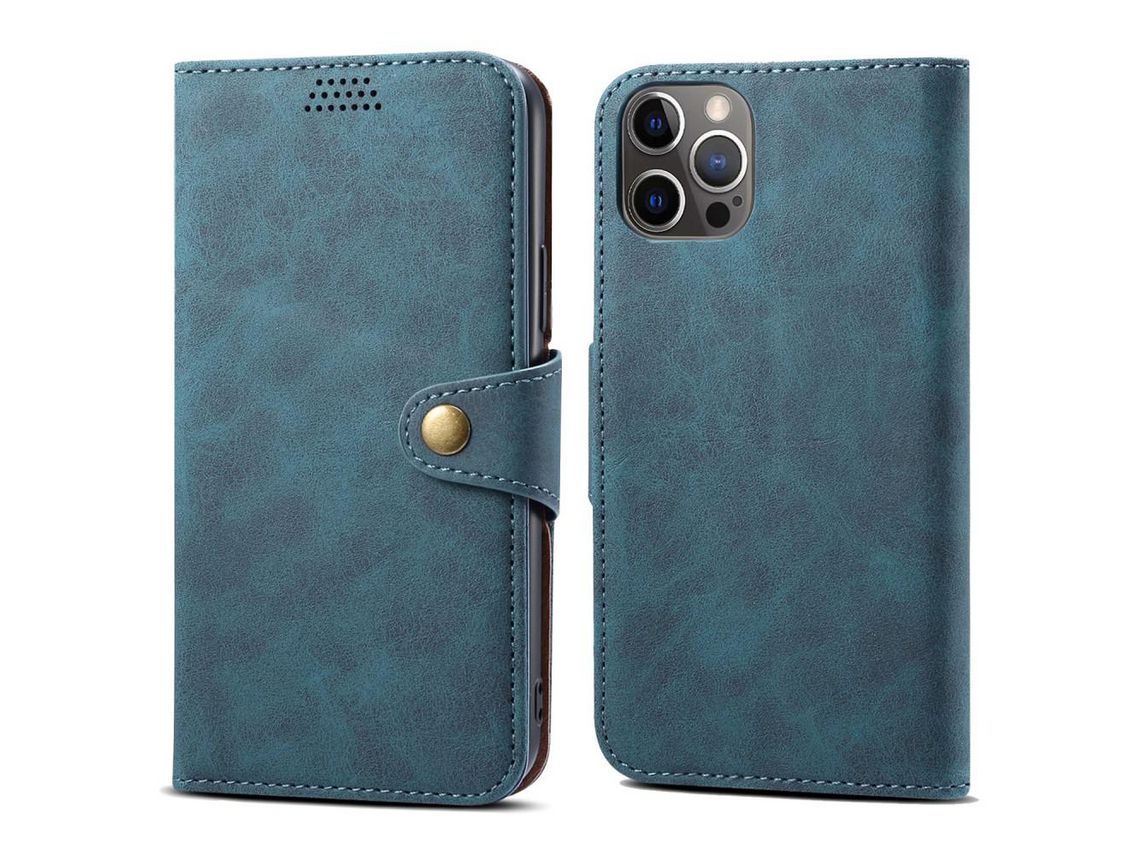 Capa PU + TPU com suporte azul para iPhone 13 Pro 6.1
