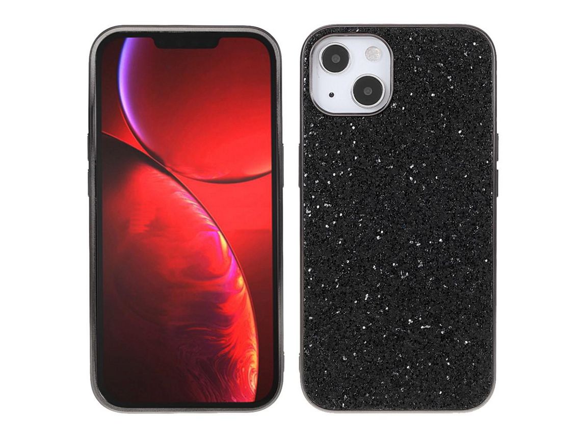 Capa TPU galvanizado, luz de borda, preto à prova de choque para iPhone 13 mini 5.4