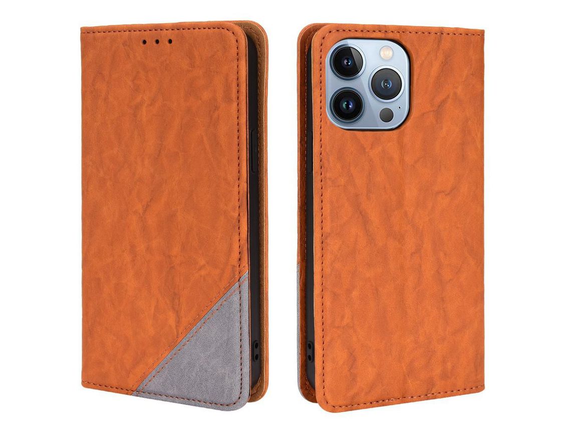 Capa PU auto-absorvido marrom para iPhone 13 Pro 6.1