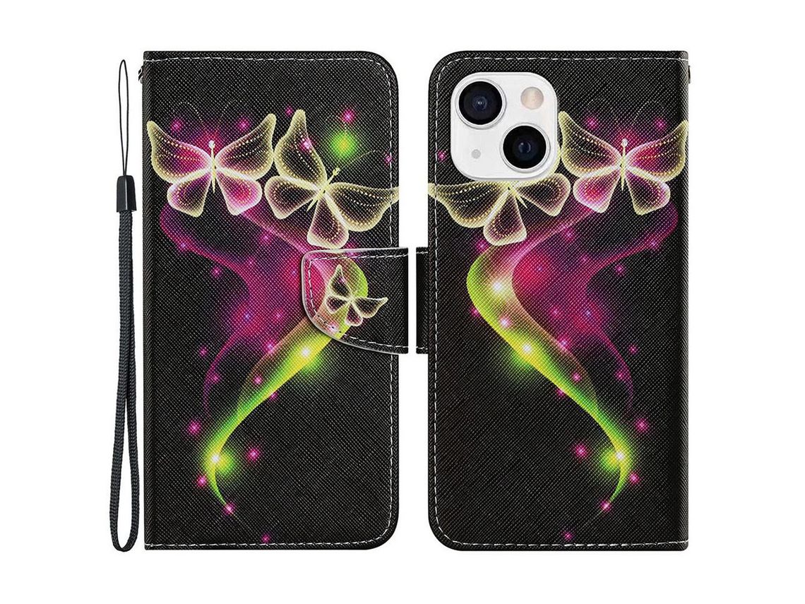 Capa PU + TPU borboleta de fada para iPhone 13 mini 5.4