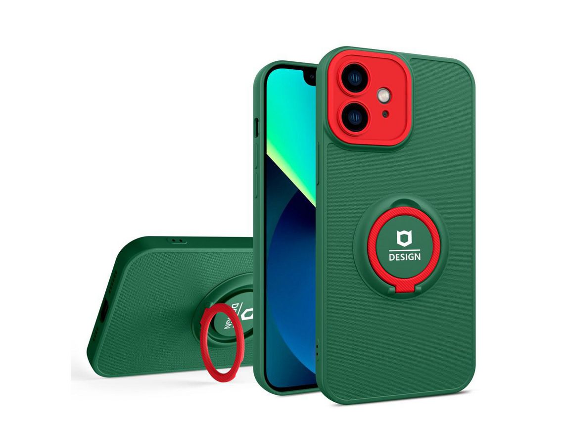 Capa TPU com muleta Verde escuro/vermelho para iPhone 11 6.1