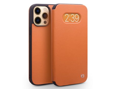 Capa de couro genuíno QIALINO ultra fino marrom para iPhone 13 Pro 6.1