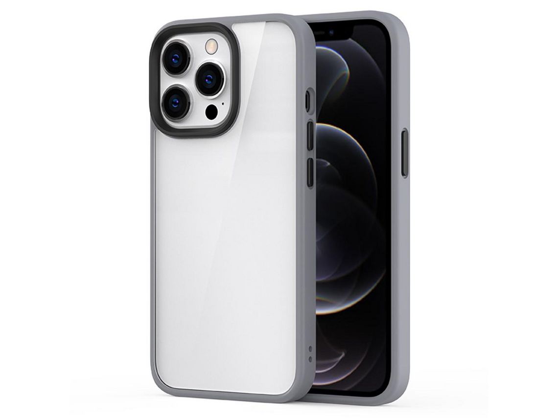 Capa TPU anti-riscos, cinza híbrido para iPhone 13 Pro Max 6.7