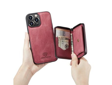 Capa TPU JEEHOOD 2 em 1 magnético destacável à prova de choque, híbrido com suporte vermelho para iPhone 13 Pro Max 6.7