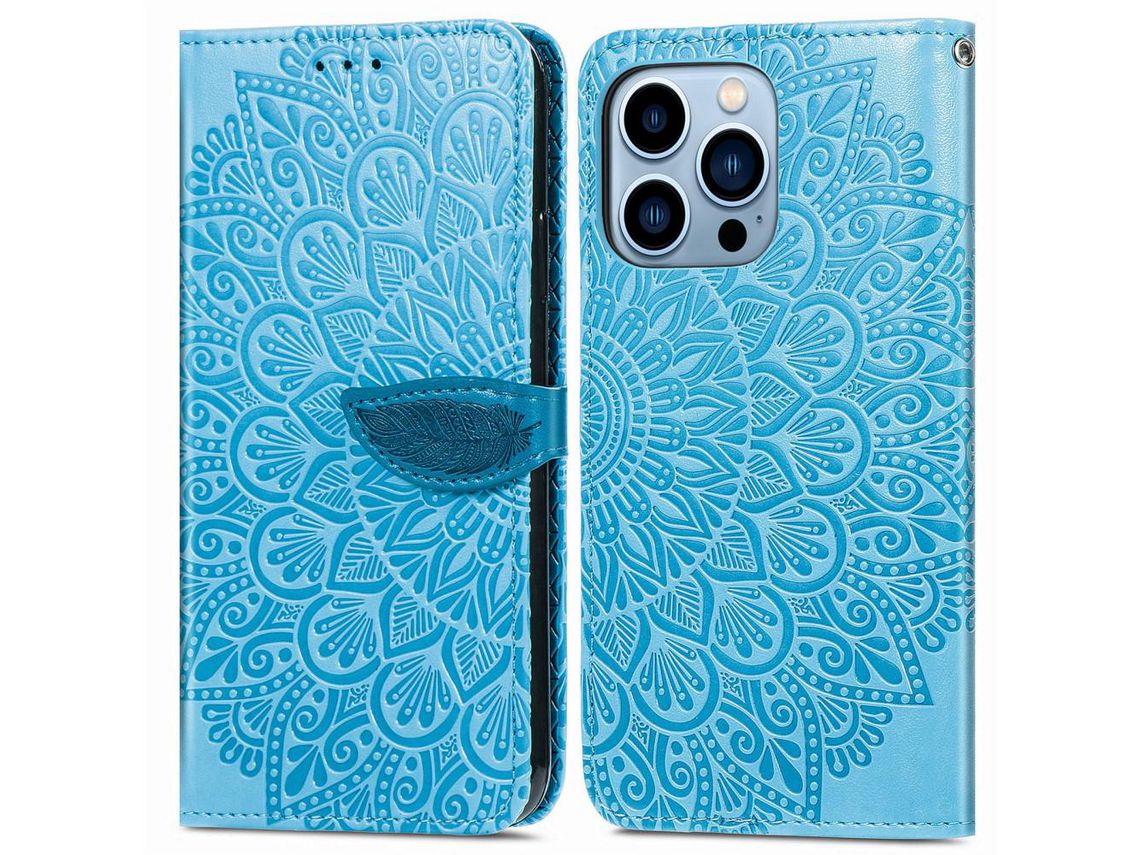 Capa PU + TPU com suporte, cor azul para iPhone 13 Pro Max 6.7