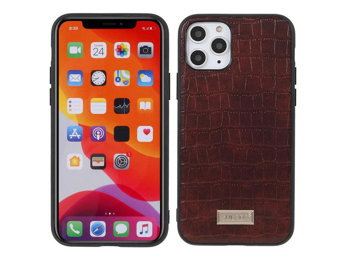 Capa TPU + PU SULADA textura de crocodilo de café para iPhone 11 Pro Max 6.5