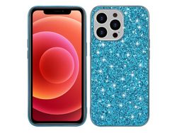 Capa TPU lantejoulas brilhantes, galvanizado, híbrido azul para iPhone 13 Pro Max 6.7