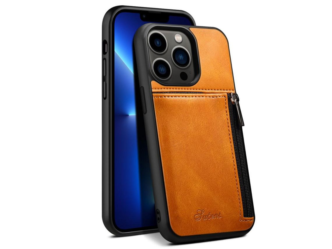 Capa TPU + PU à prova de choque caqui para iPhone 13 Pro 6.1