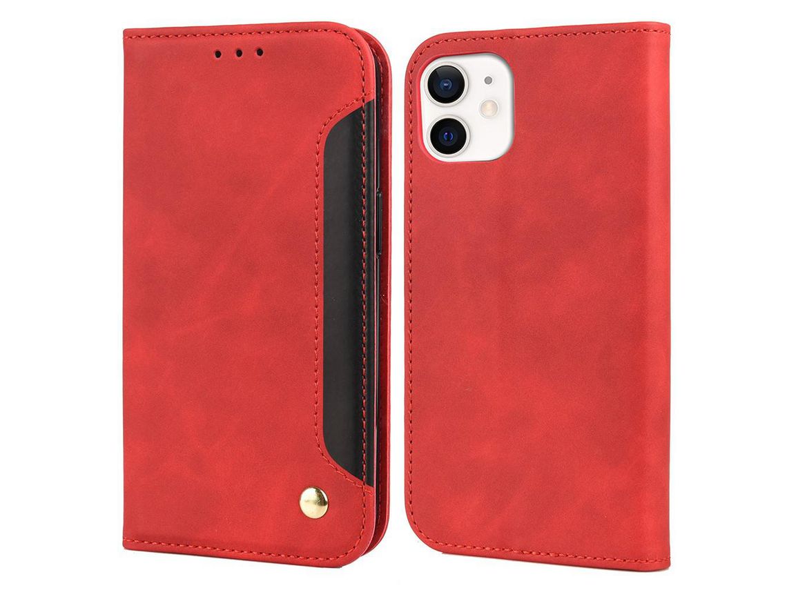 Capa PU com apoio vermelho para iPhone 12 mini 5.4