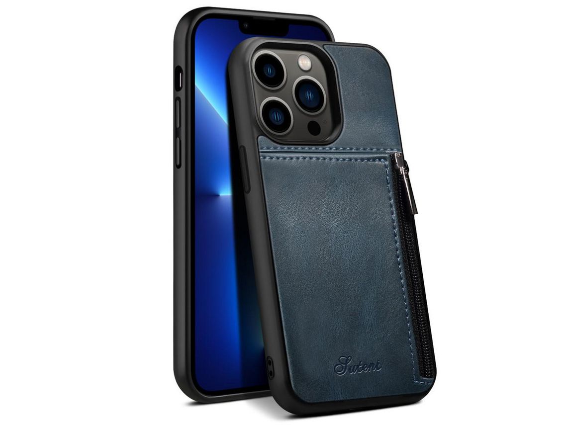Capa TPU + PU com banda elástica azul para iPhone 13 Pro Max 6.7