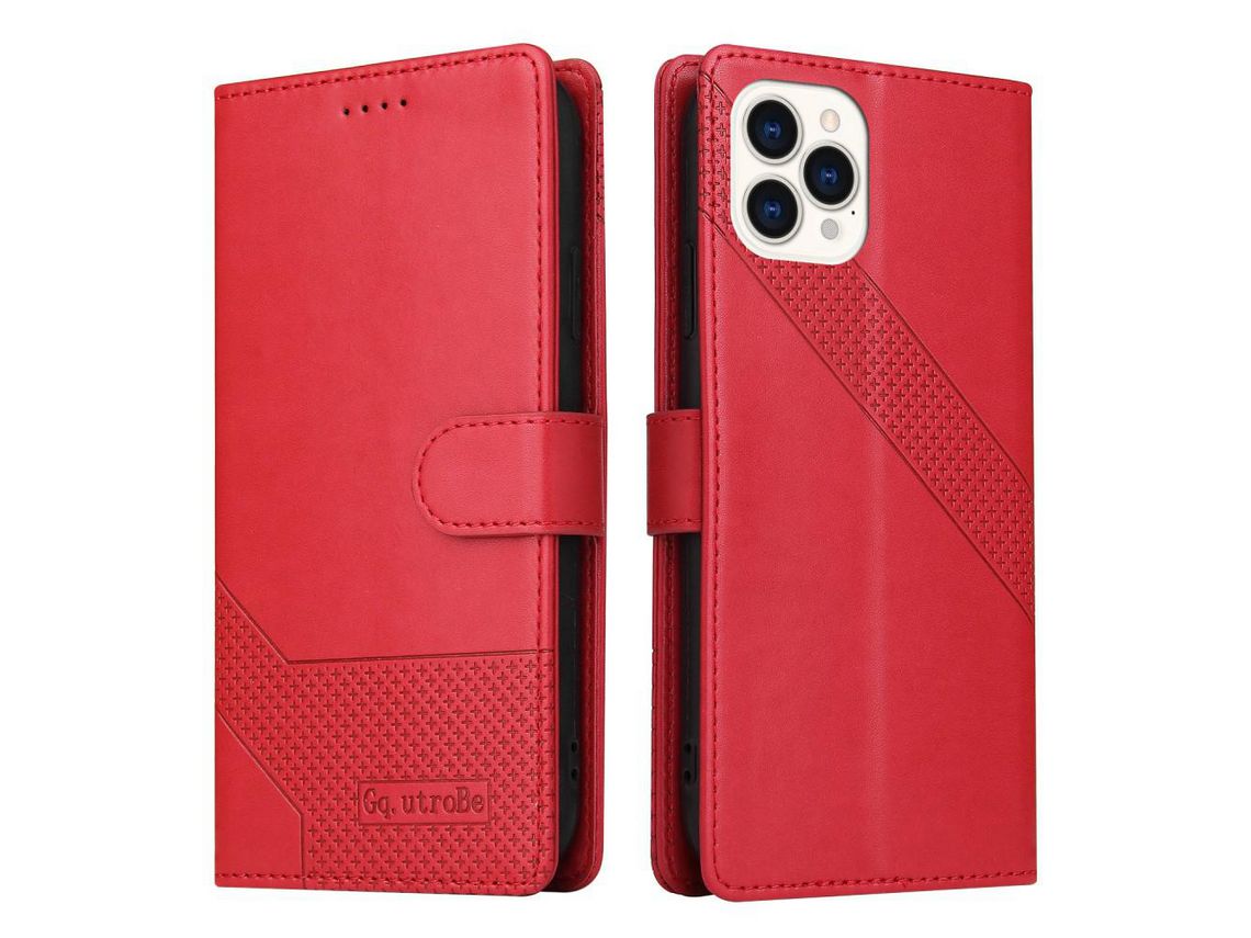 Capa PU + TPU GQ.UTROBE vermelho para iPhone 13 Pro 6.1