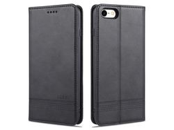 Capa PU auto-absorvido com apoio preto para Apple iPhone SE (2nd Gen)/7/8