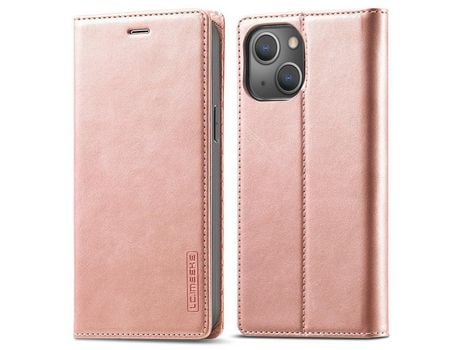 Capa PU + TPU LC.IMEEKE cor de ouro rosa para iPhone 13 6.1