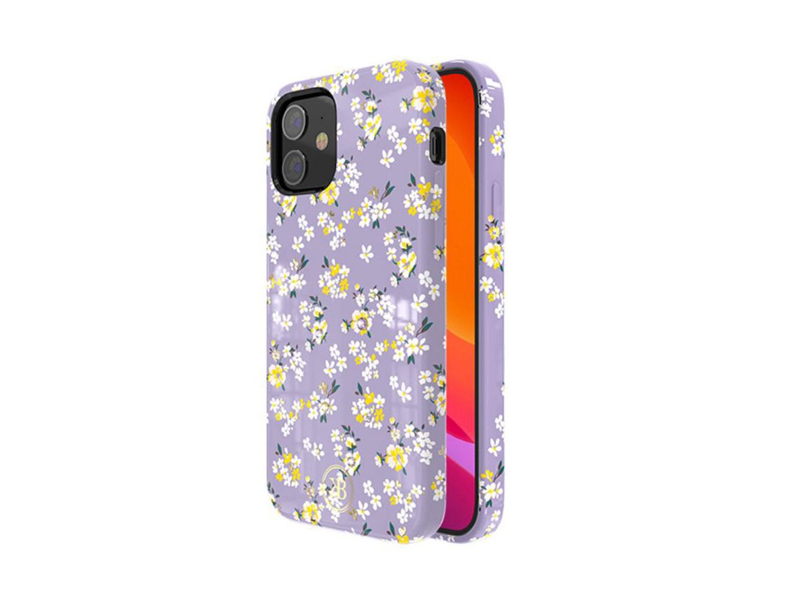 Capa TPU impressão padrão roxo para Apple iPhone 12 5.4