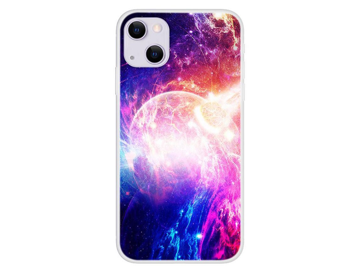 Capa TPU espaço cósmico, trava-quedas, badalos de planetas para iPhone 13 6.1
