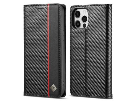 Capa PU + TPU LC.IMEEKE textura de fibra de carbono de listra vermelha vertical para iPhone 13 Pro 6.1