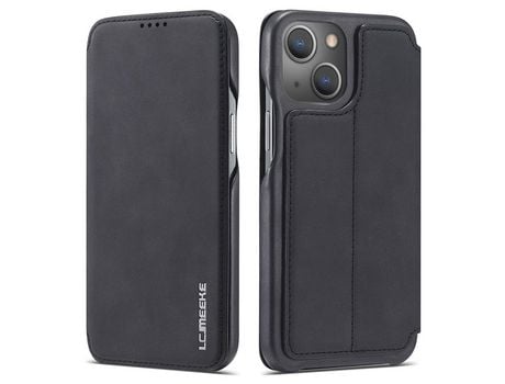 Capa PU LC.IMEEKE estilo retrô com porta-cartões preto para iPhone 13 mini 5.4