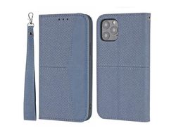 Capa PU + TPU autoabsorvente com suporte e alça cinza para iPhone 13 6.1