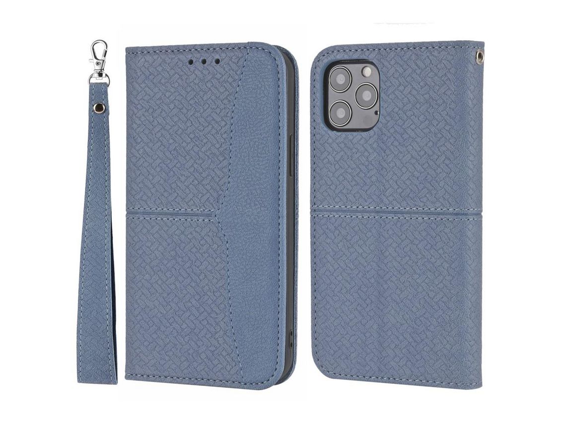 Capa PU + TPU autoabsorvente com suporte e alça cinza para iPhone 13 6.1