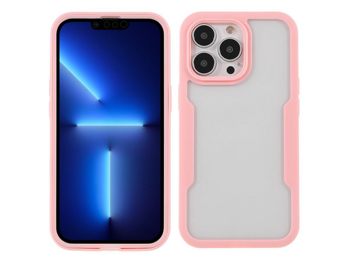 Capa TPU + acrílico com proteção da lente da câmera rosa para iPhone 13 Pro 6.1