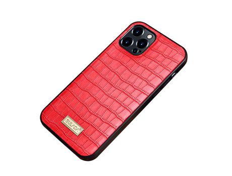 Capa TPU + PU SULADA textura de crocodilo anti-risco vermelho para iPhone 13 Pro 6.1