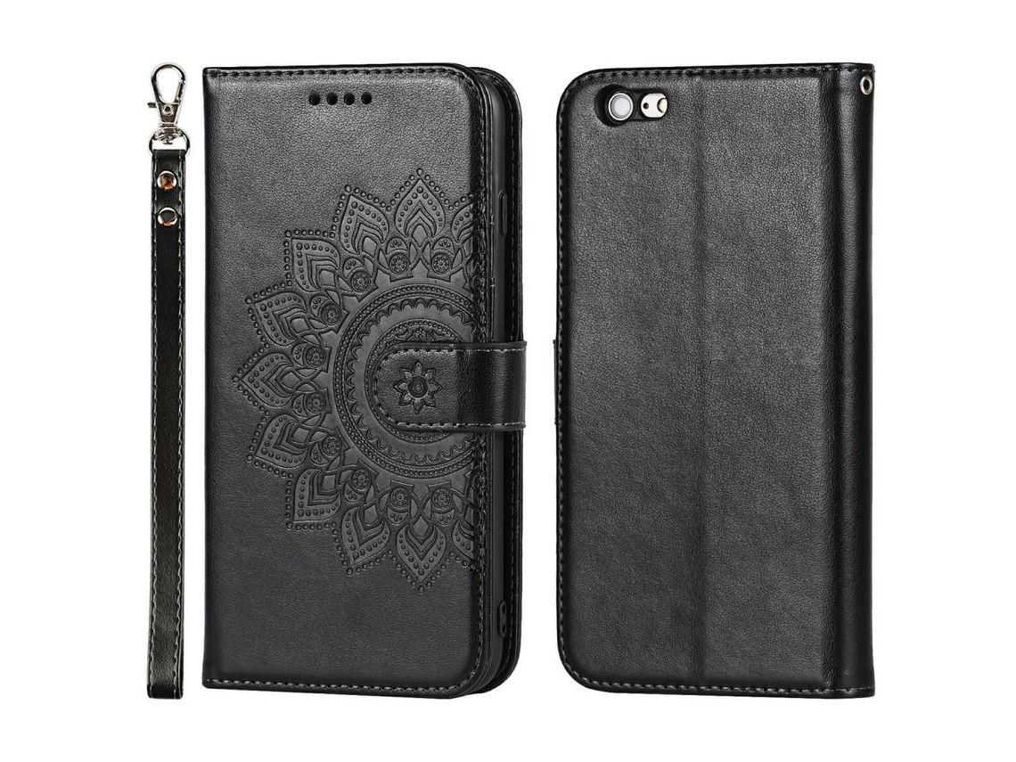 Capa PU + TPU textura de costura dobrada preta para iPhone SE (2nd Gen)/8 4.7 /7 4.7