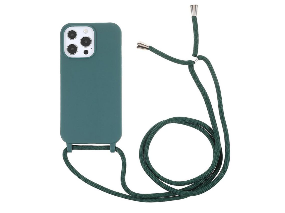 Capa TPU com cordão verde para iPhone 13 Pro 6.1
