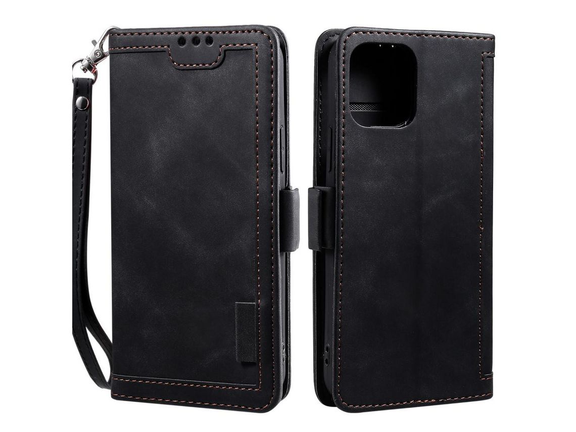 Capa PU + TPU estilo retrô preto para iPhone 13 Pro Max 6.7