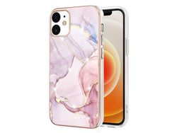 Capa TPU , galvanizado, padrão de mármore ouro rosa 005 para iPhone 12 6.1